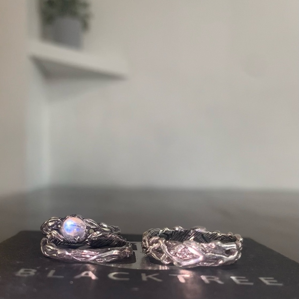 Engagement Ring Set Silver size 8.5 US and 10 US